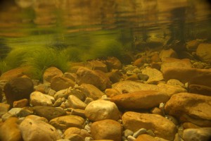 Above weir underwater